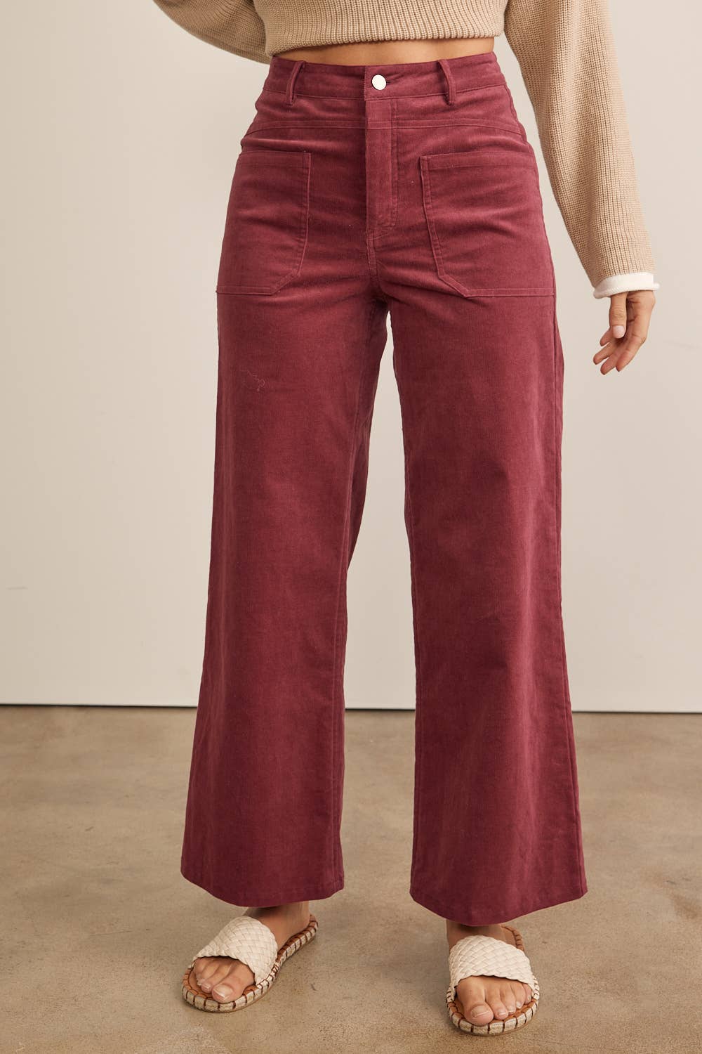 Rory Wide Leg Corduroy Pants - Mocha