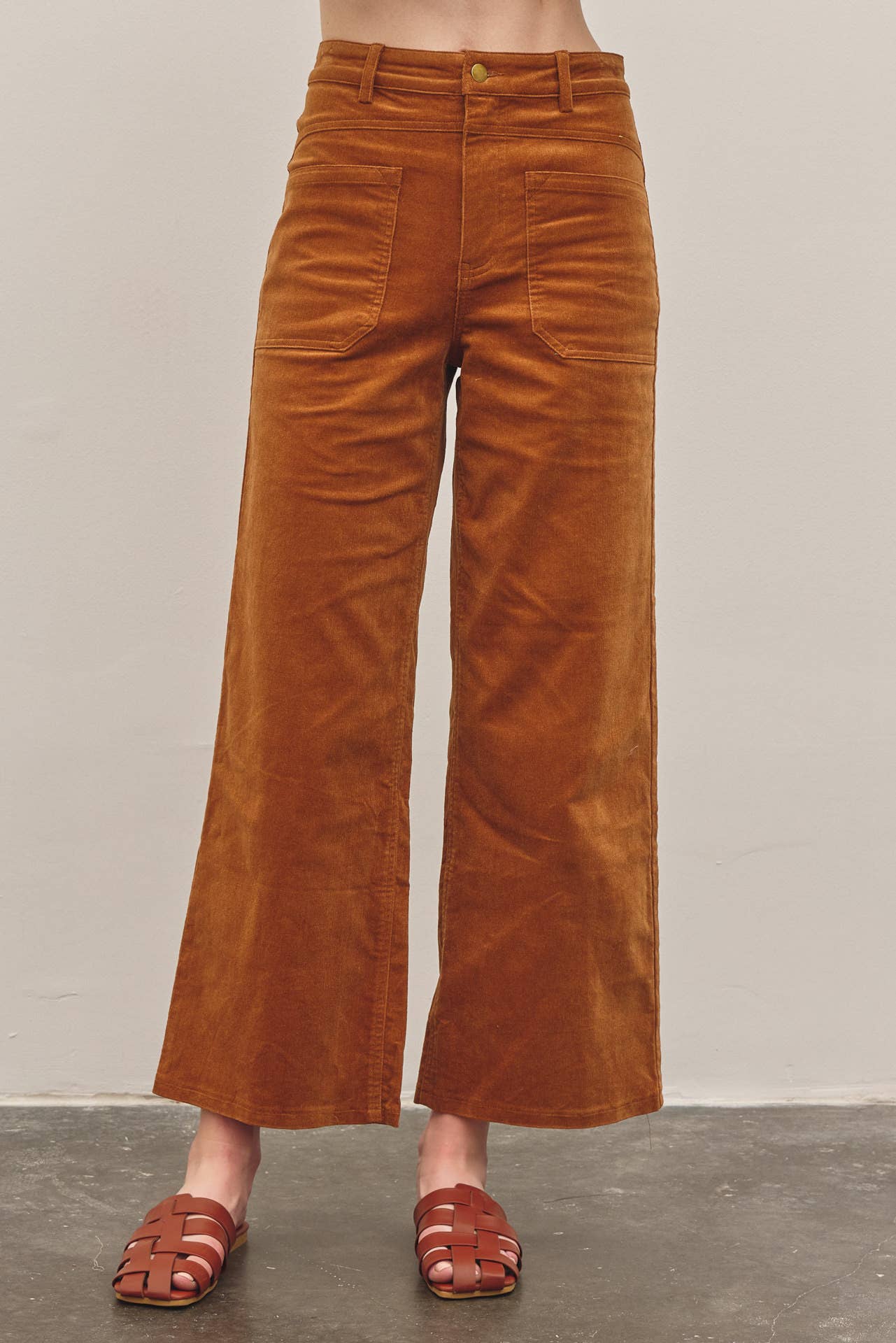 Rory Wide Leg Corduroy Pants - Mocha