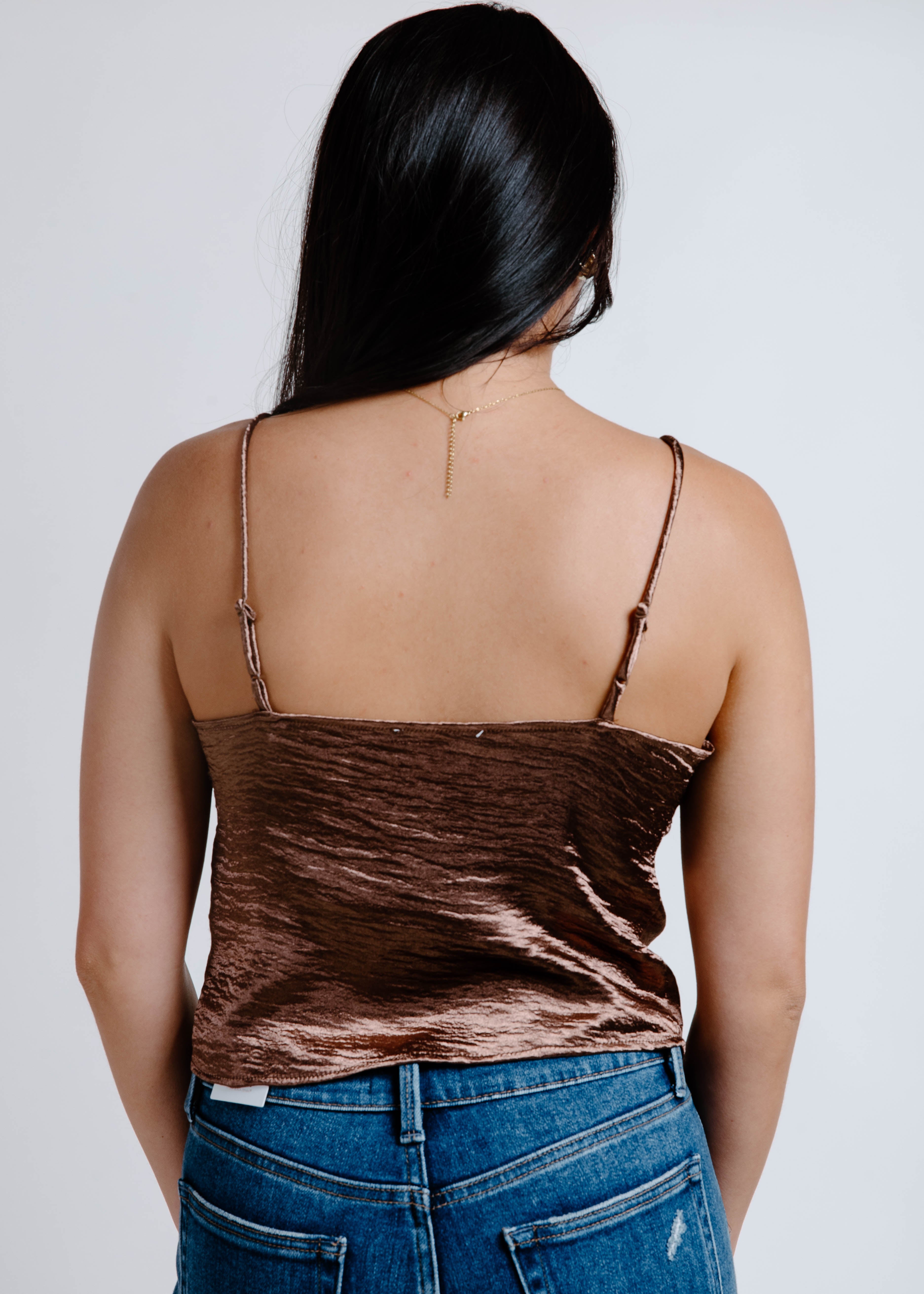 Chelley Satin Top - Brown