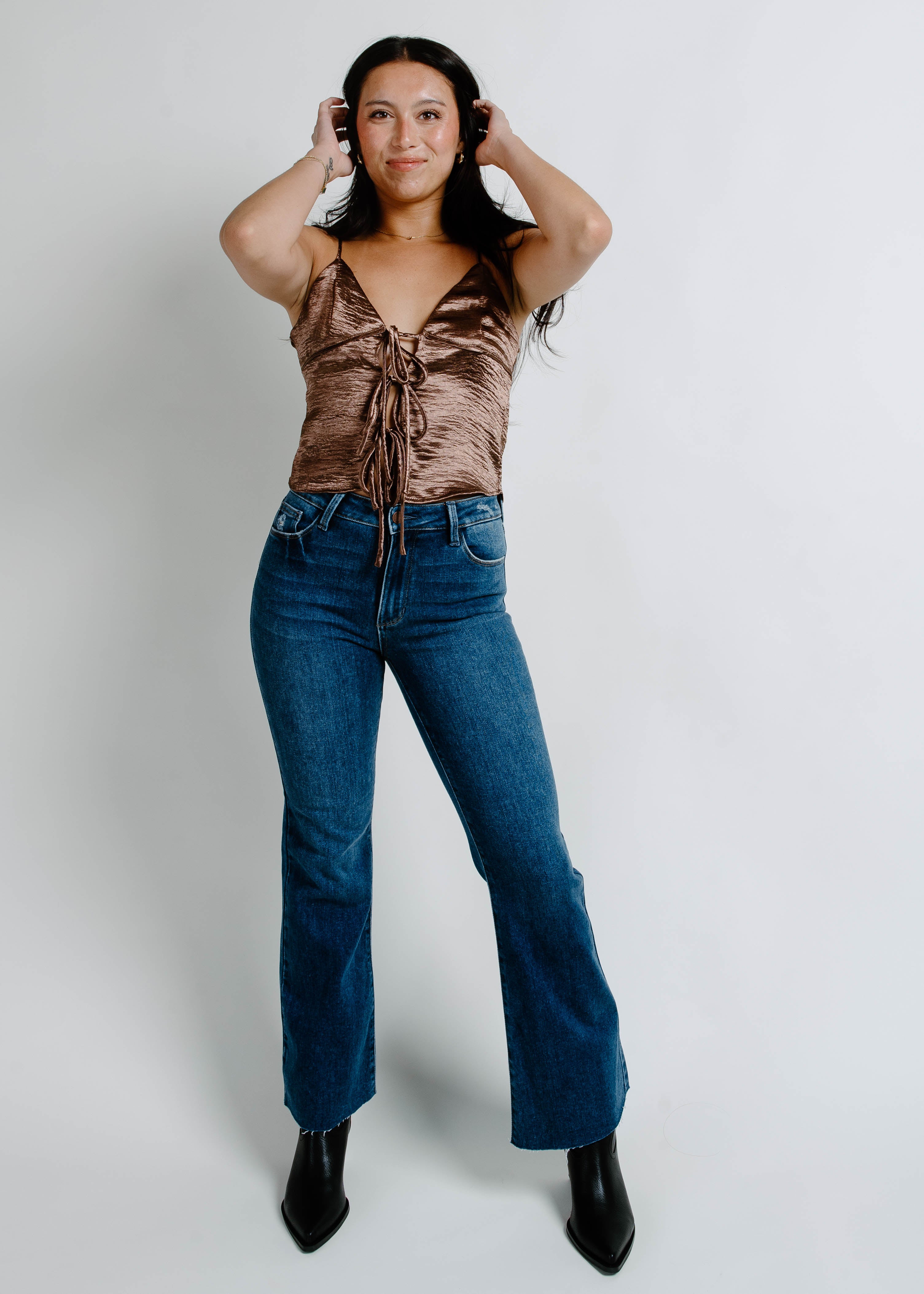 Chelley Satin Top - Brown