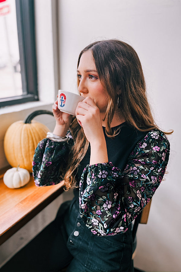 Floral Burnout Velvet Sweater