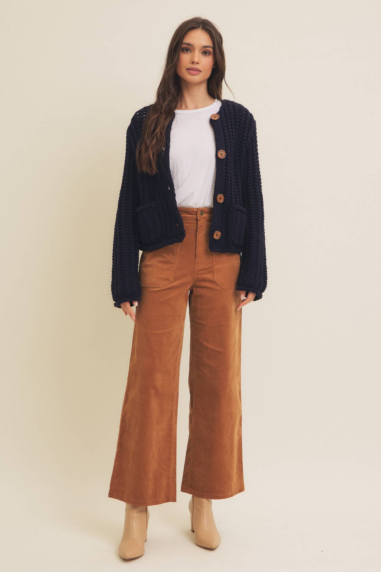 Rory Wide Leg Corduroy Pants - Mocha