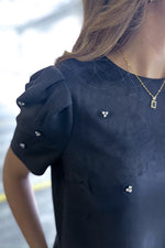Black Jewel Puff Sleeve Dress
