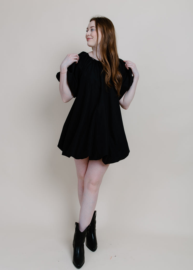 Able Bubble Hem Mini Dress - Black