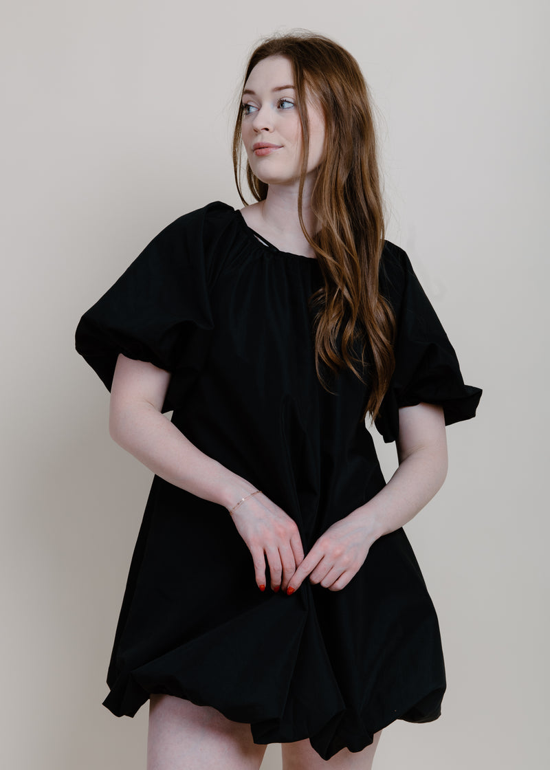 Able Bubble Hem Mini Dress - Black