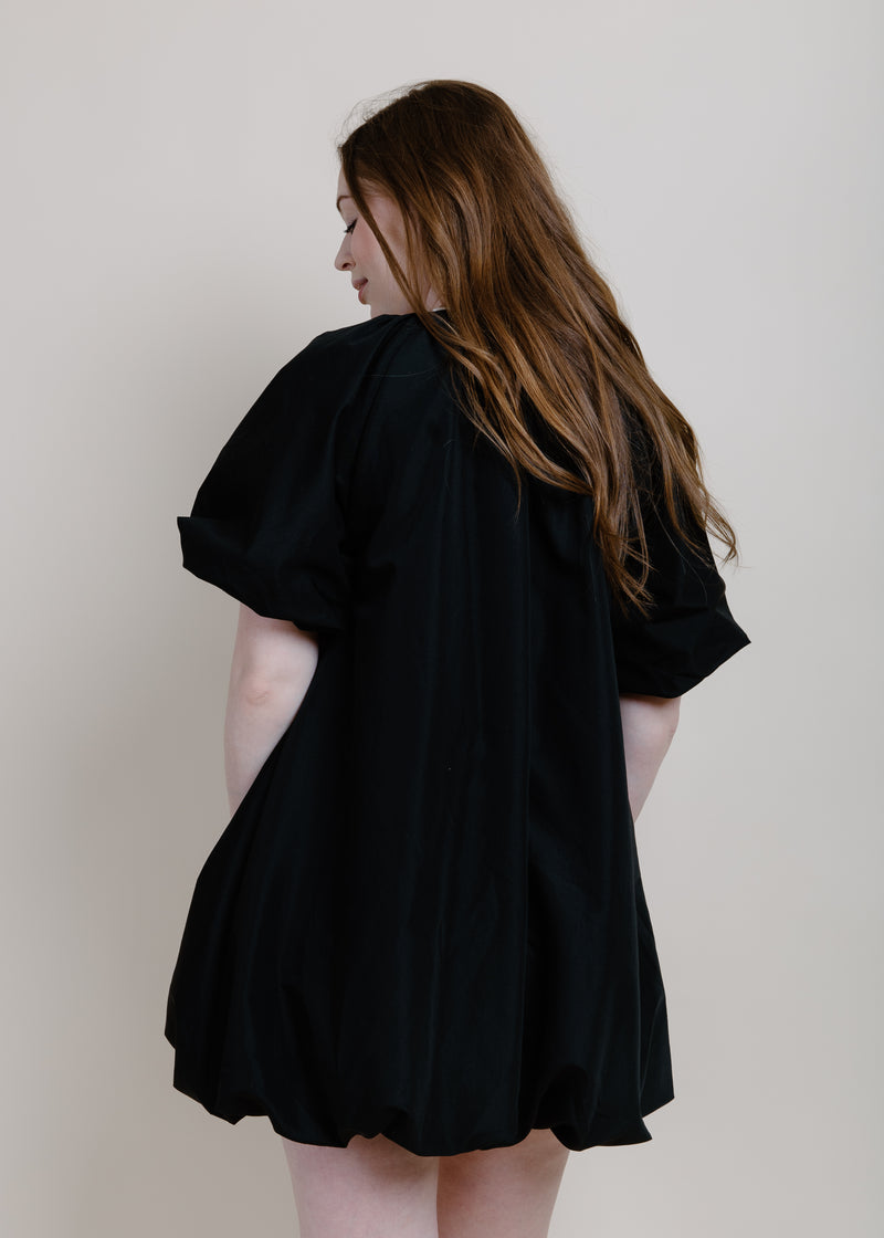 Able Bubble Hem Mini Dress - Black