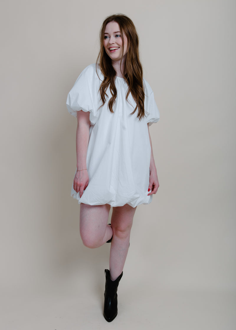 Able Bubble Hem Mini Dress - White