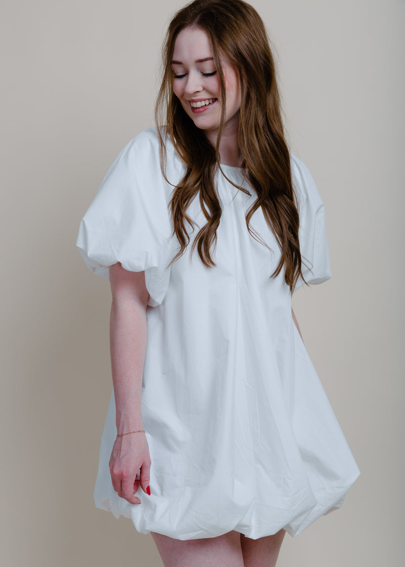 Able Bubble Hem Mini Dress - White