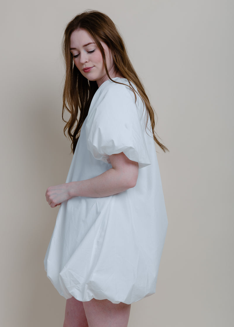 Able Bubble Hem Mini Dress - White