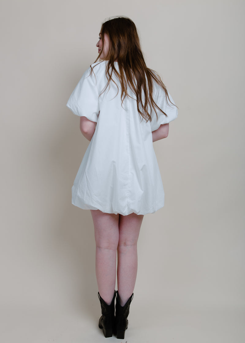 Able Bubble Hem Mini Dress - White