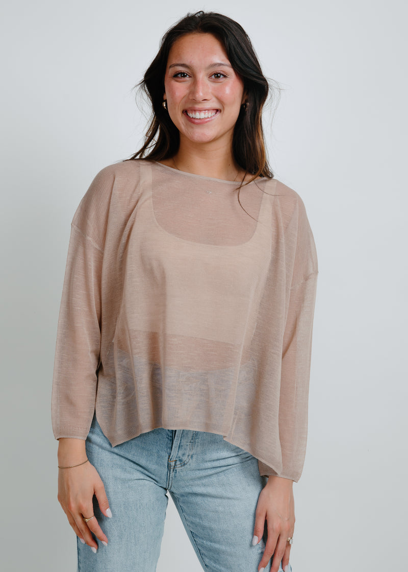 Addie Sheer Blouse - Mocha