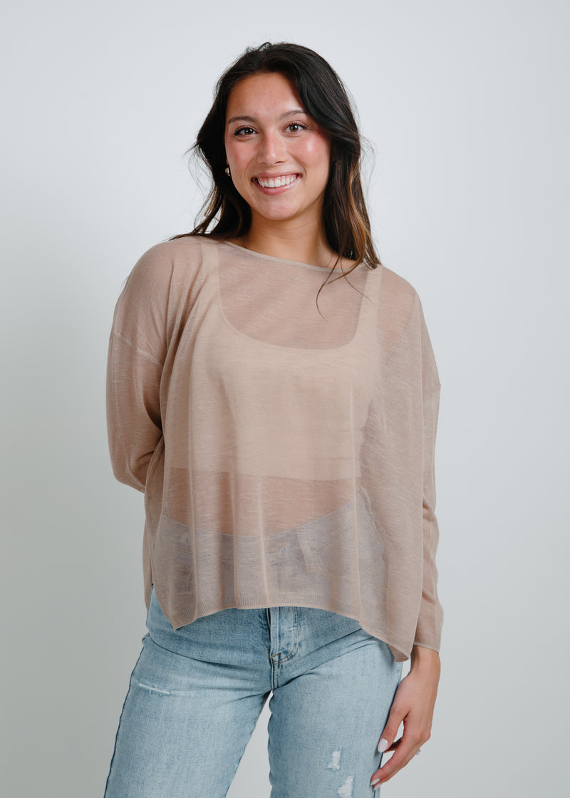 Addie Sheer Blouse - Mocha