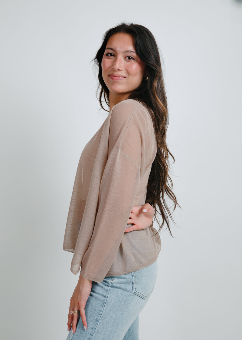 Addie Sheer Blouse - Mocha