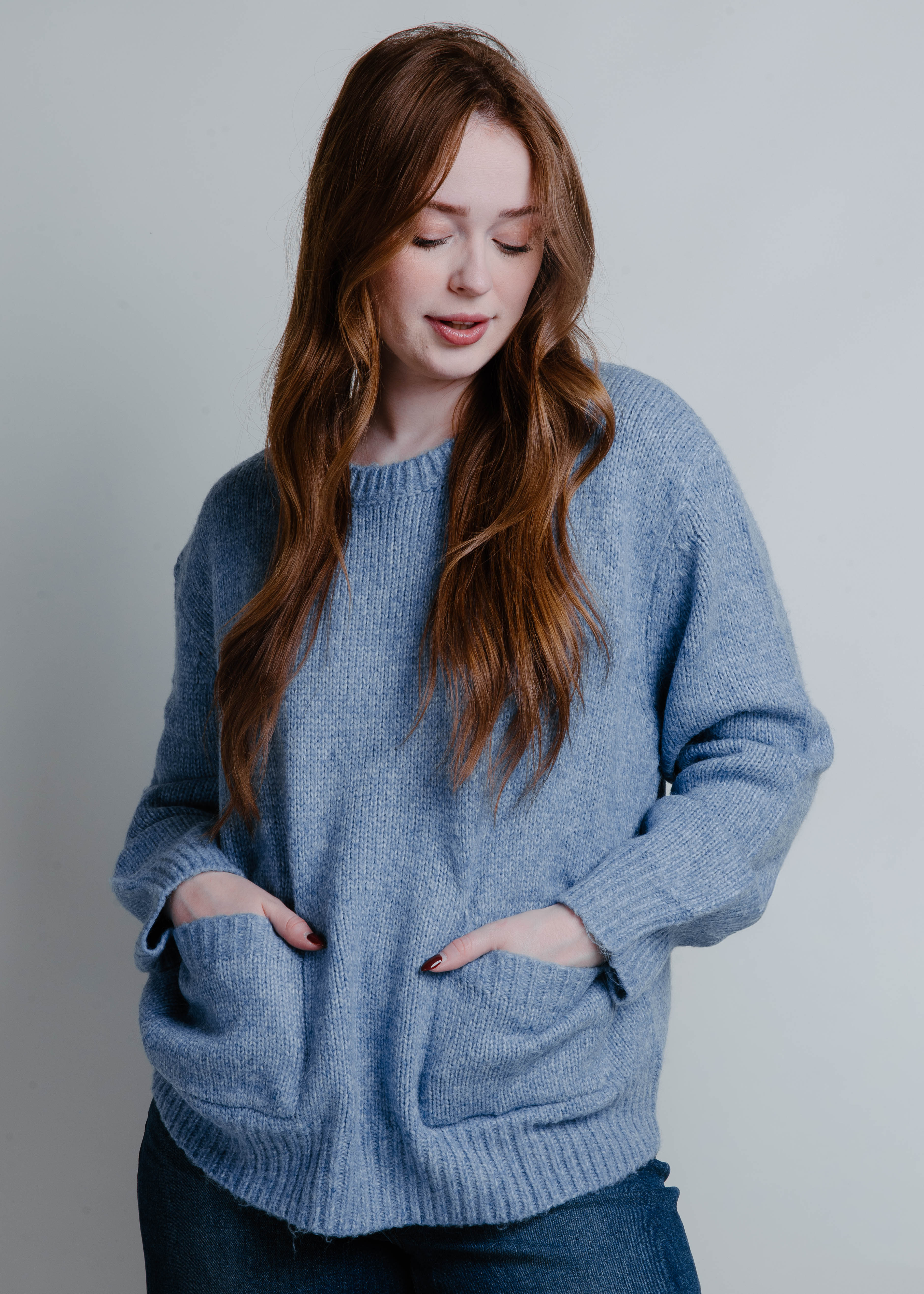 Ames Front Patch Sweater - Light Denim