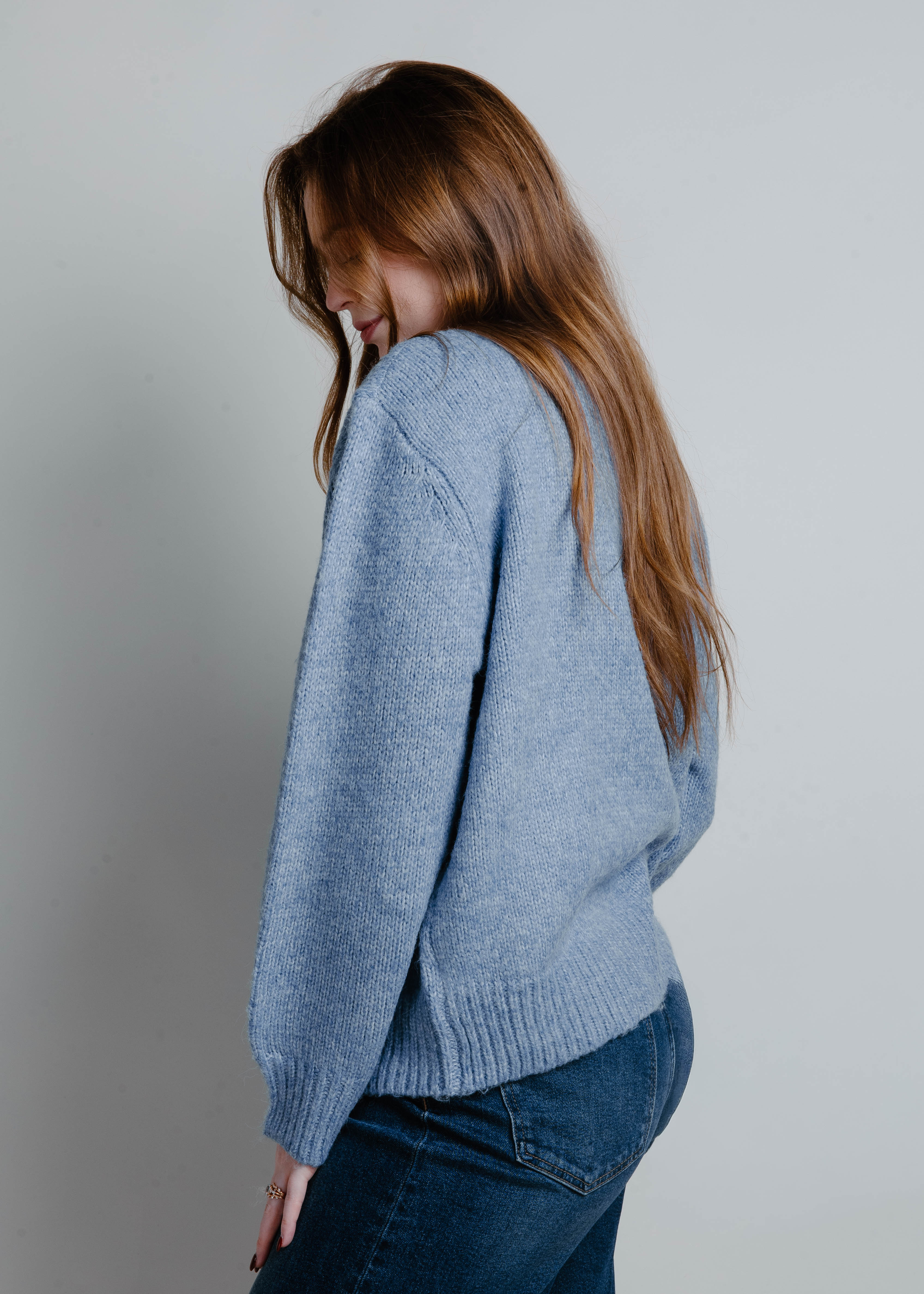 Ames Front Patch Sweater - Light Denim