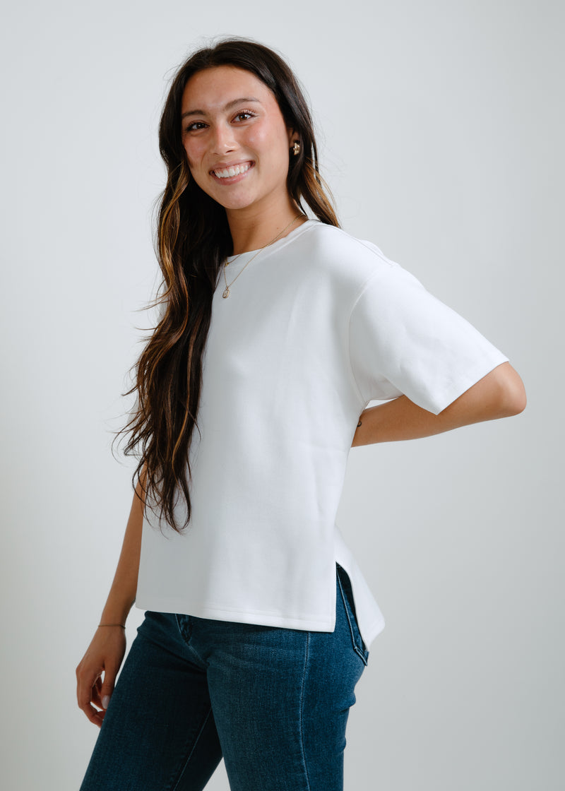 Anne Scuba Knit Tee - Cream