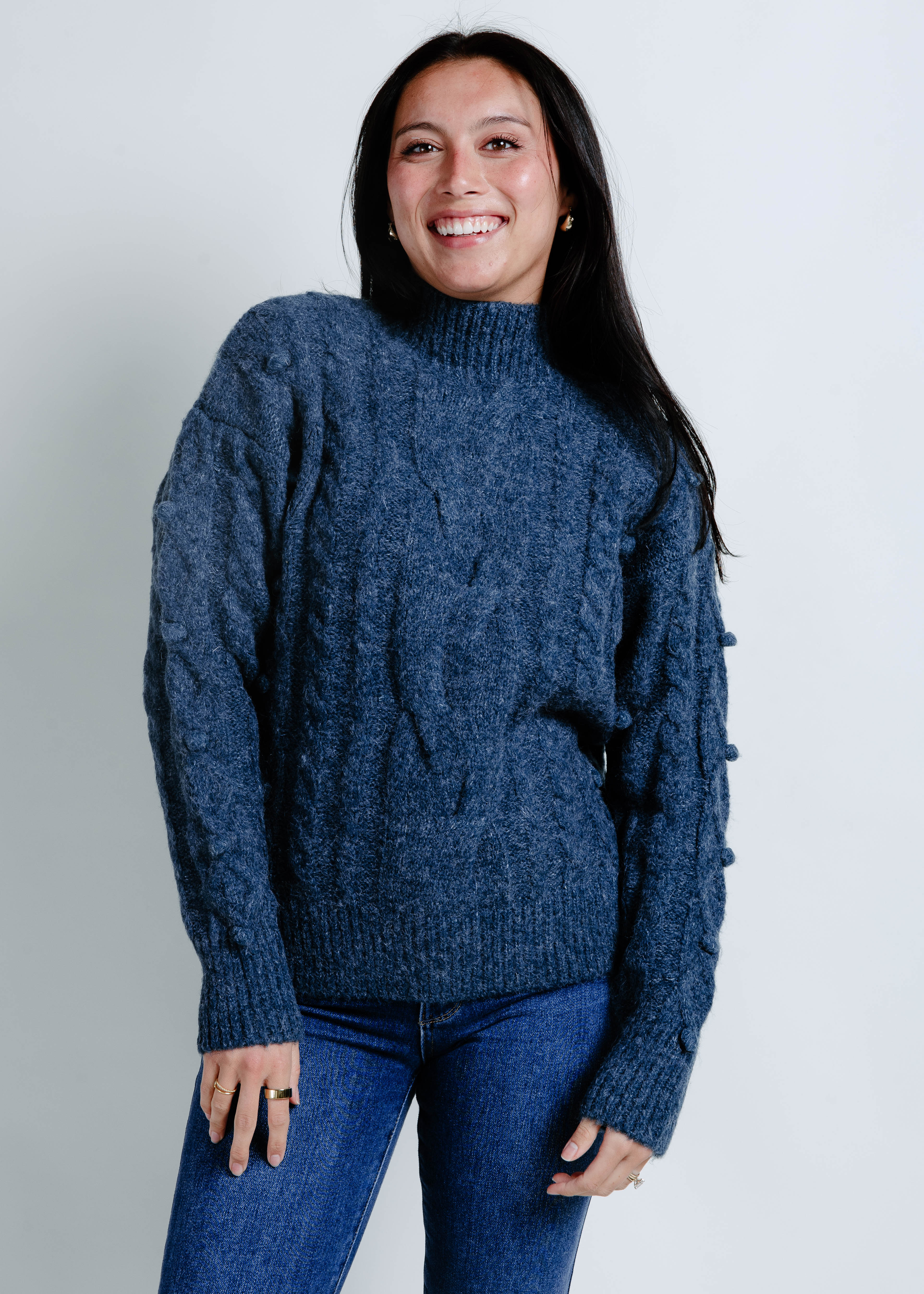 Arie Cable Knit Sweater - Teal