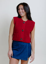 Bailey Buttoned Sweater Vest - Red