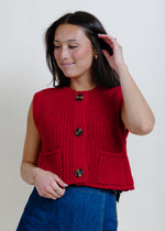 Bailey Buttoned Sweater Vest - Red
