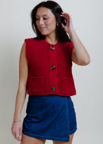 Bailey Buttoned Sweater Vest - Red