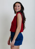 Bailey Buttoned Sweater Vest - Red