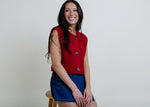 Bailey Buttoned Sweater Vest - Red