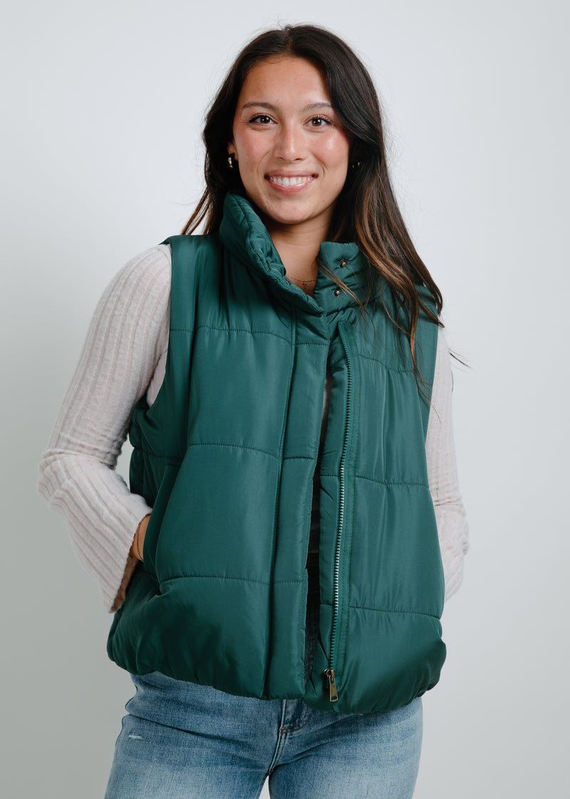 Cabin Fever Puffer Vest - Hunter Green