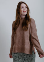 Callie Mock Neck Sweater - Mocha