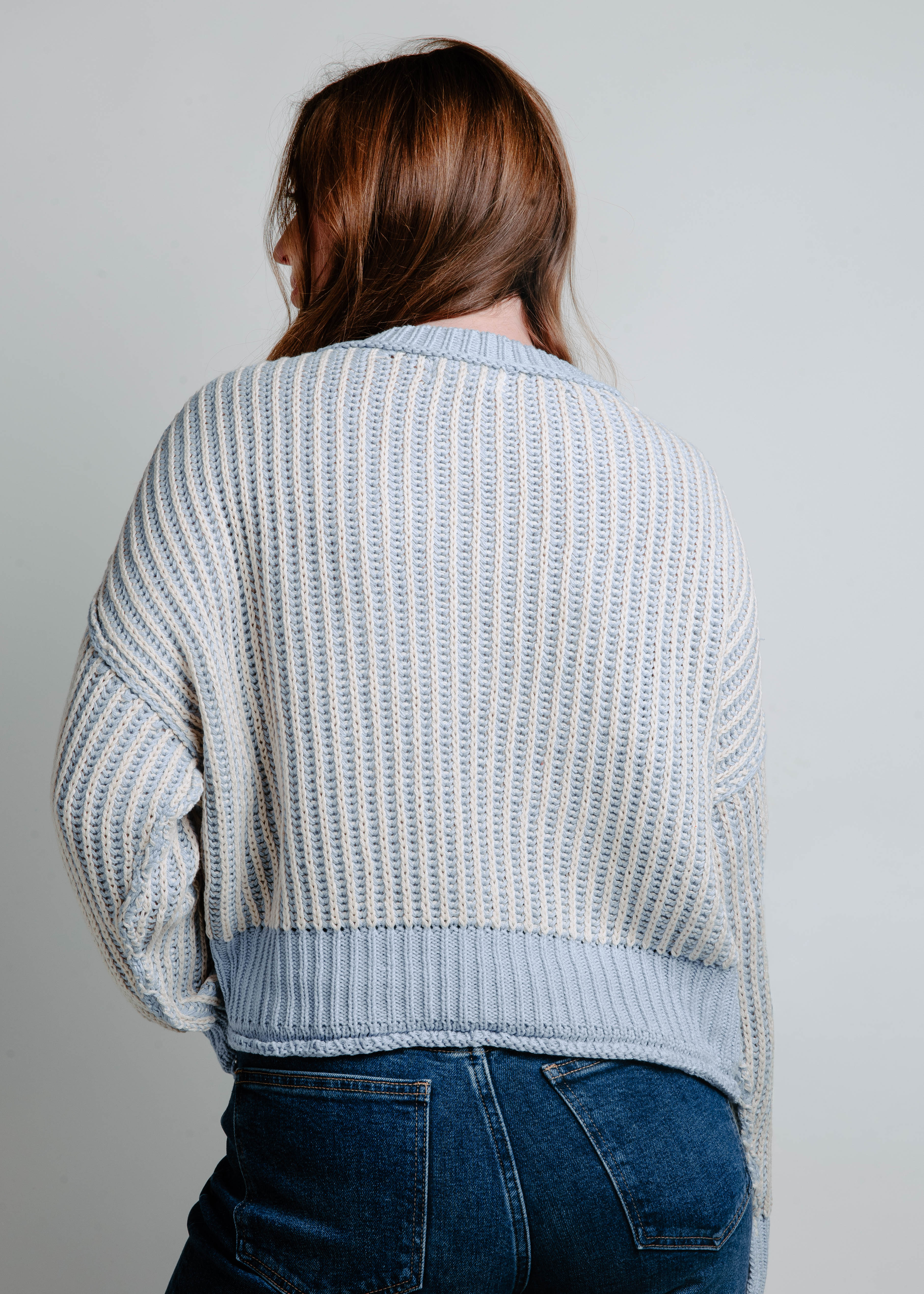 Call me Out Striped Sweater - Light Blue