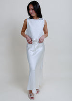 Classy Nights Satin Midi Skirt - Champagne