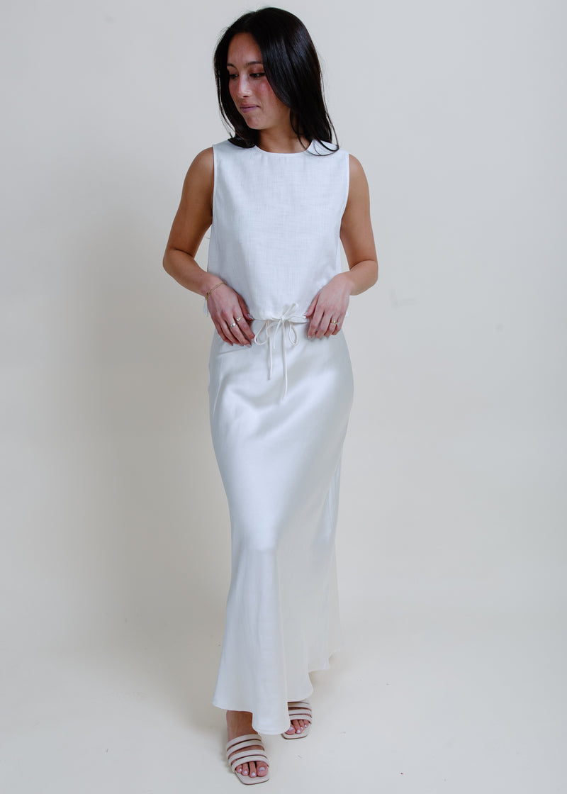 Classy Nights Satin Midi Skirt - Champagne