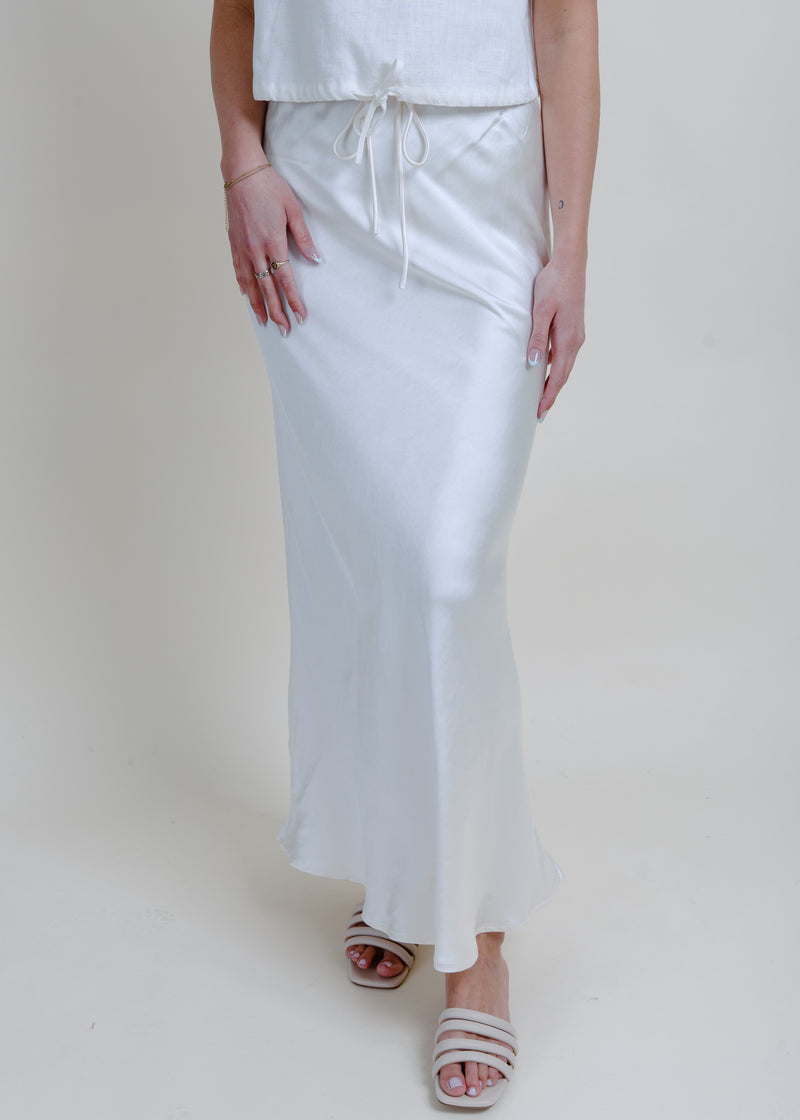 Classy Nights Satin Midi Skirt - Champagne