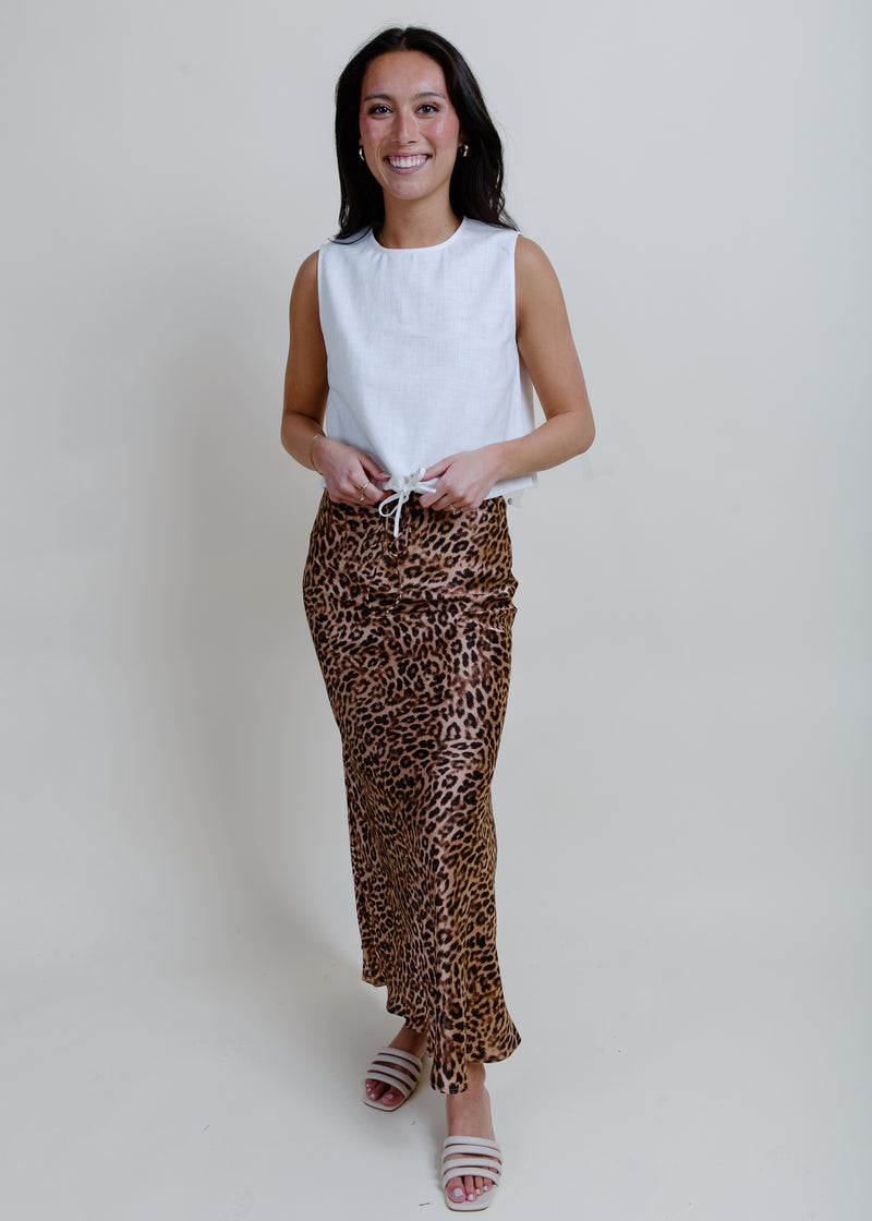 Classy Nights Satin Midi Skirt - Leopard