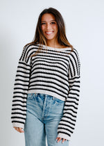 Cleo Striped Sweater - Natural/Black