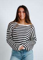 Cleo Striped Sweater - Natural/Black