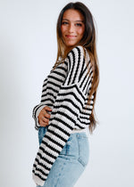 Cleo Striped Sweater - Natural/Black