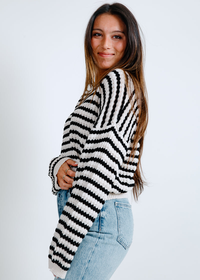 Cleo Striped Sweater - Natural/Black