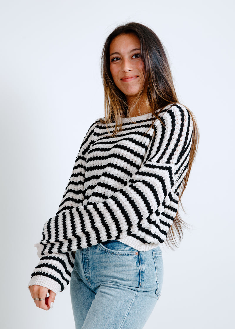 Cleo Striped Sweater - Natural/Black