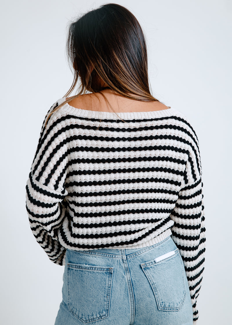 Cleo Striped Sweater - Natural/Black