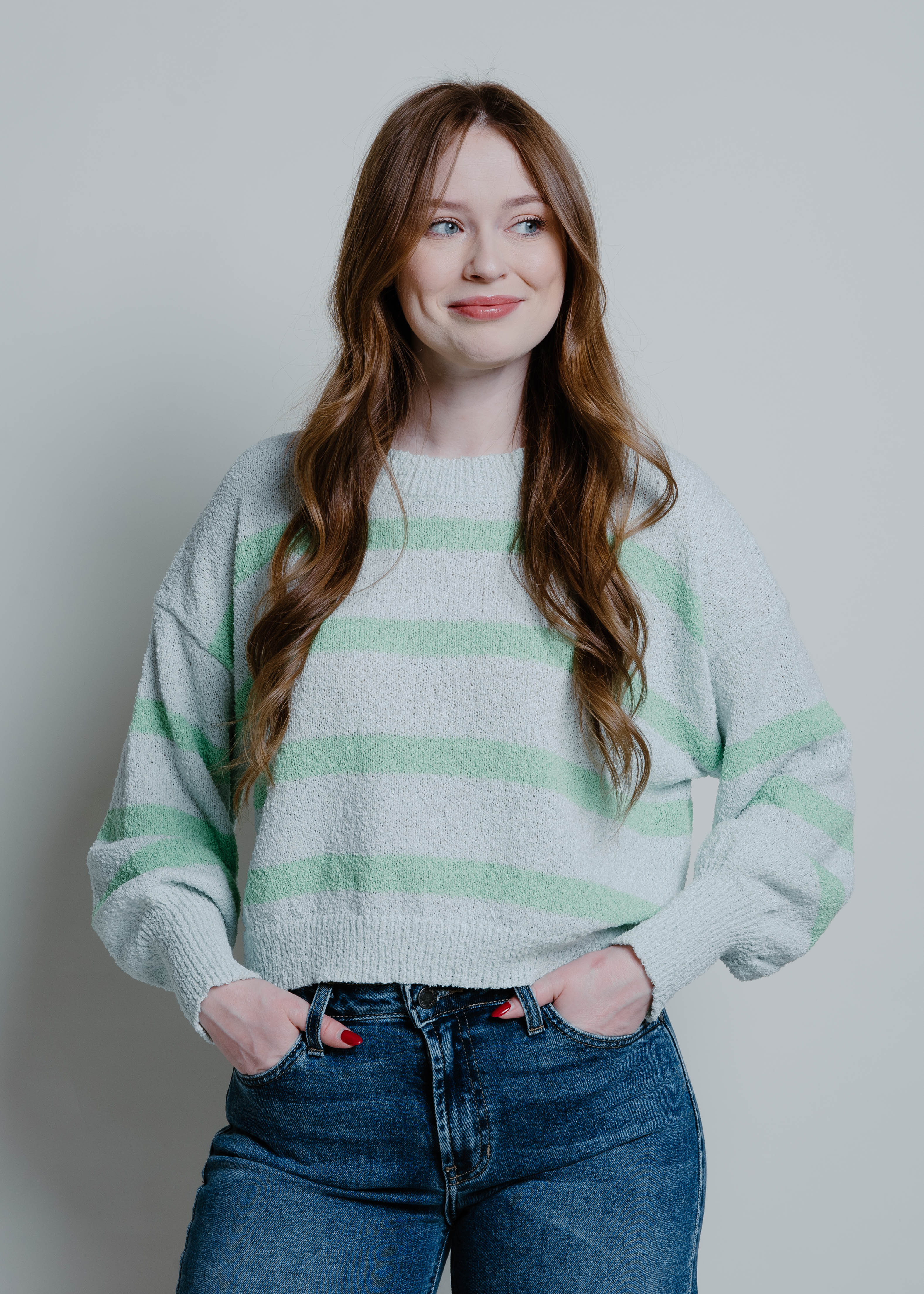 Coastal Breeze Striped Sweater - Green