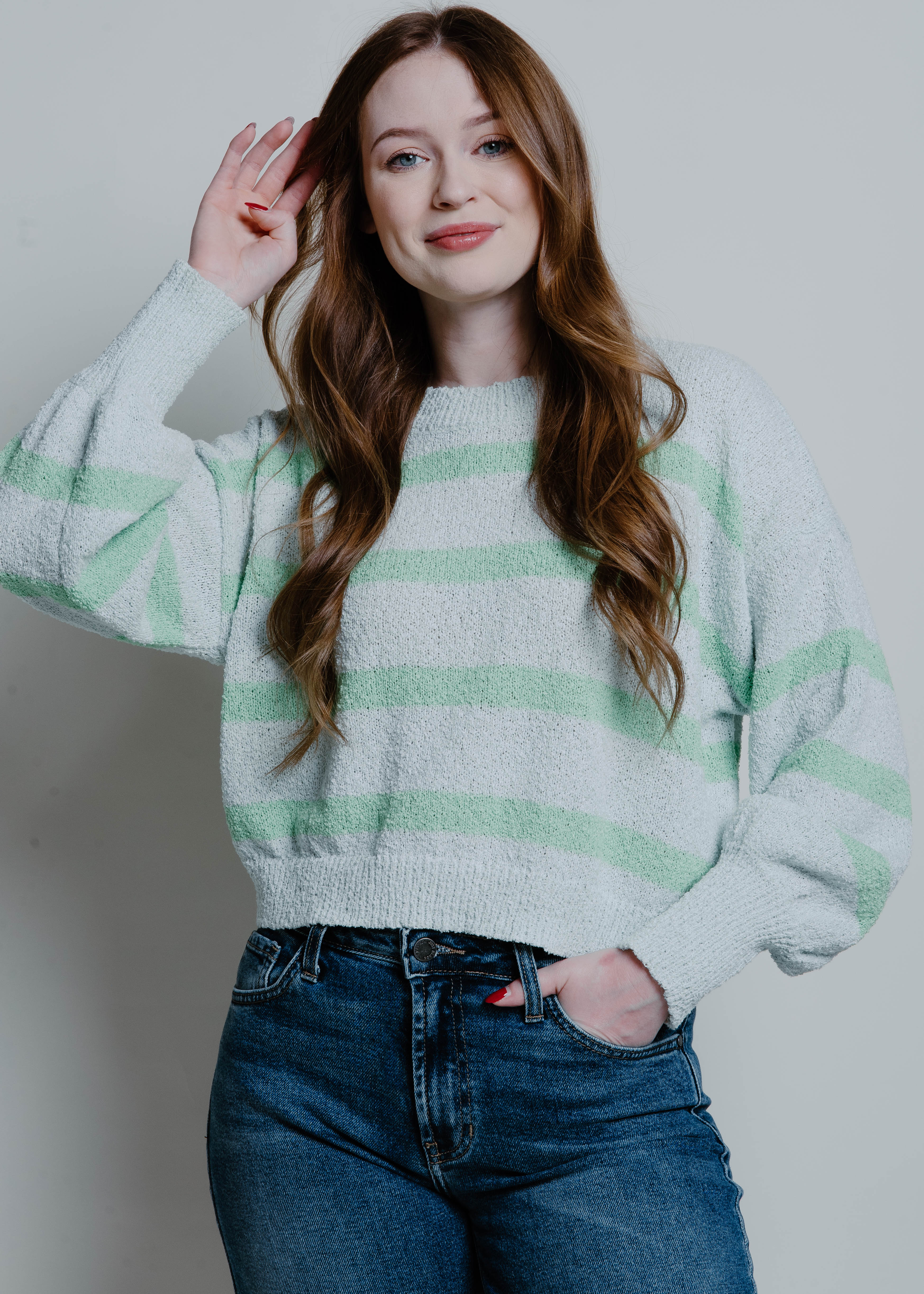 Coastal Breeze Striped Sweater - Green