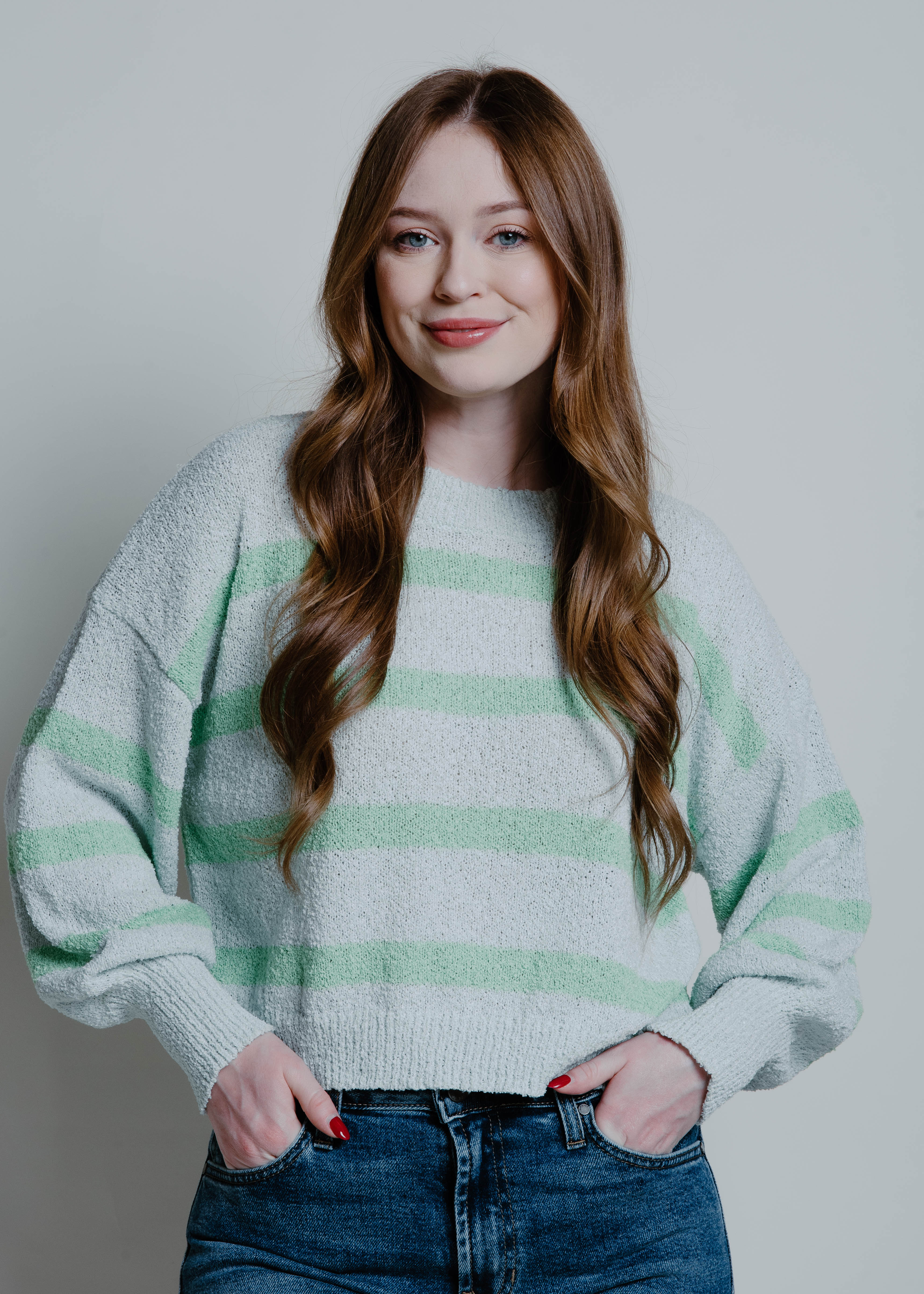 Coastal Breeze Striped Sweater - Green