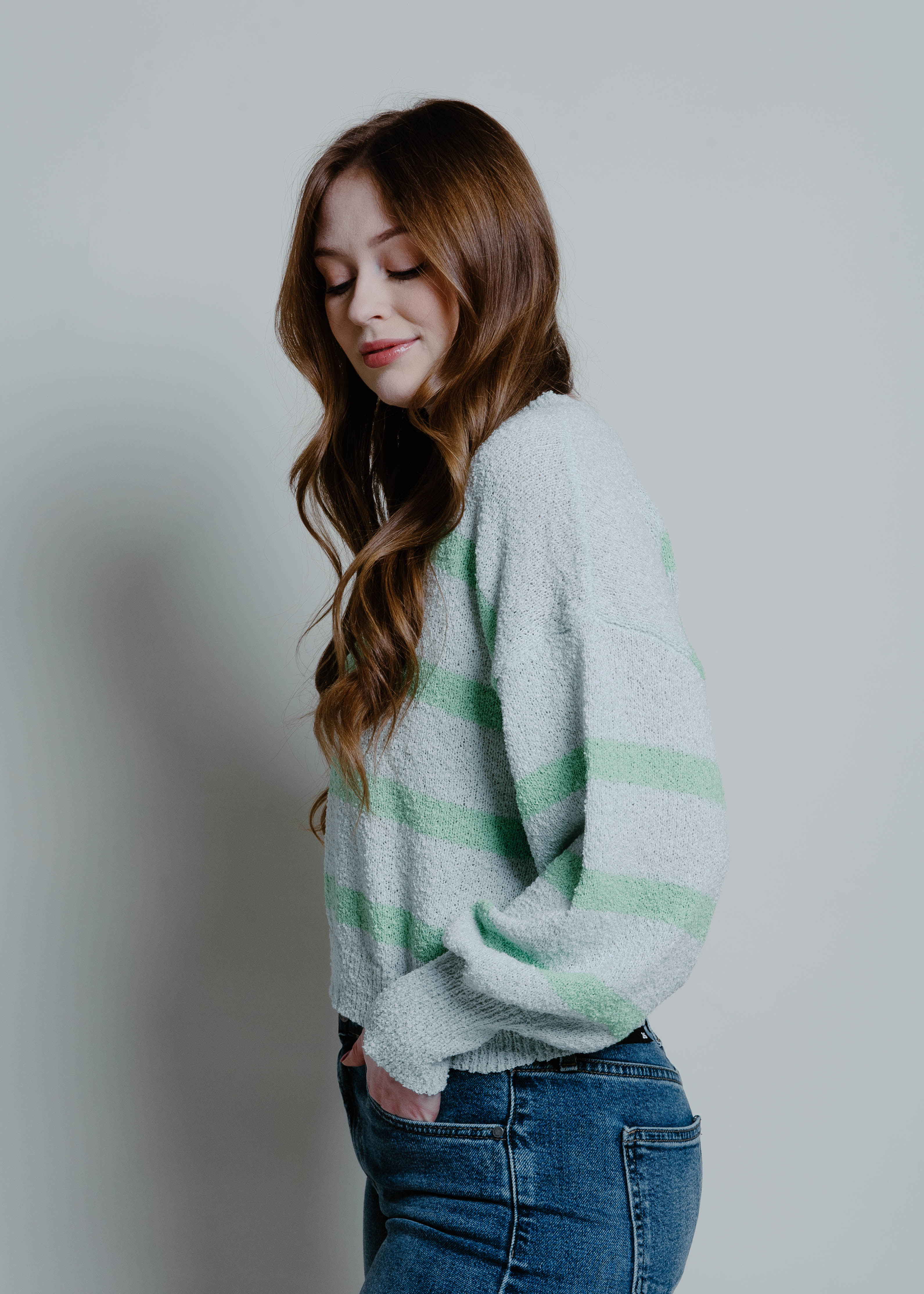 Coastal Breeze Striped Sweater - Green