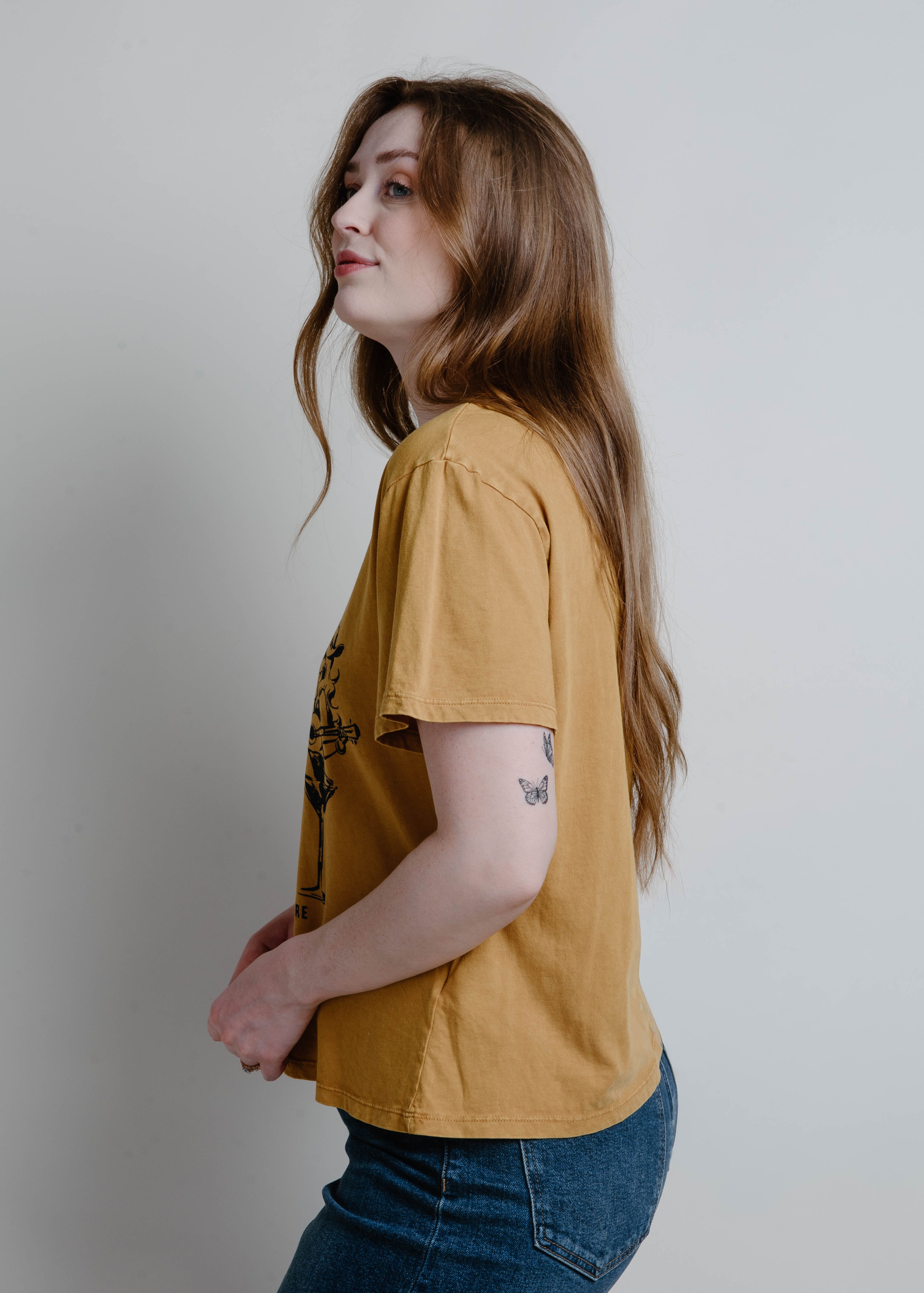 Country Music and Cocktails Graphic Tee - Mustard