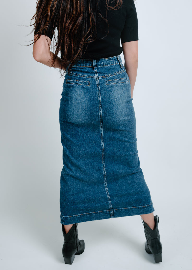 Cowgirl Days Denim Midi Skirt