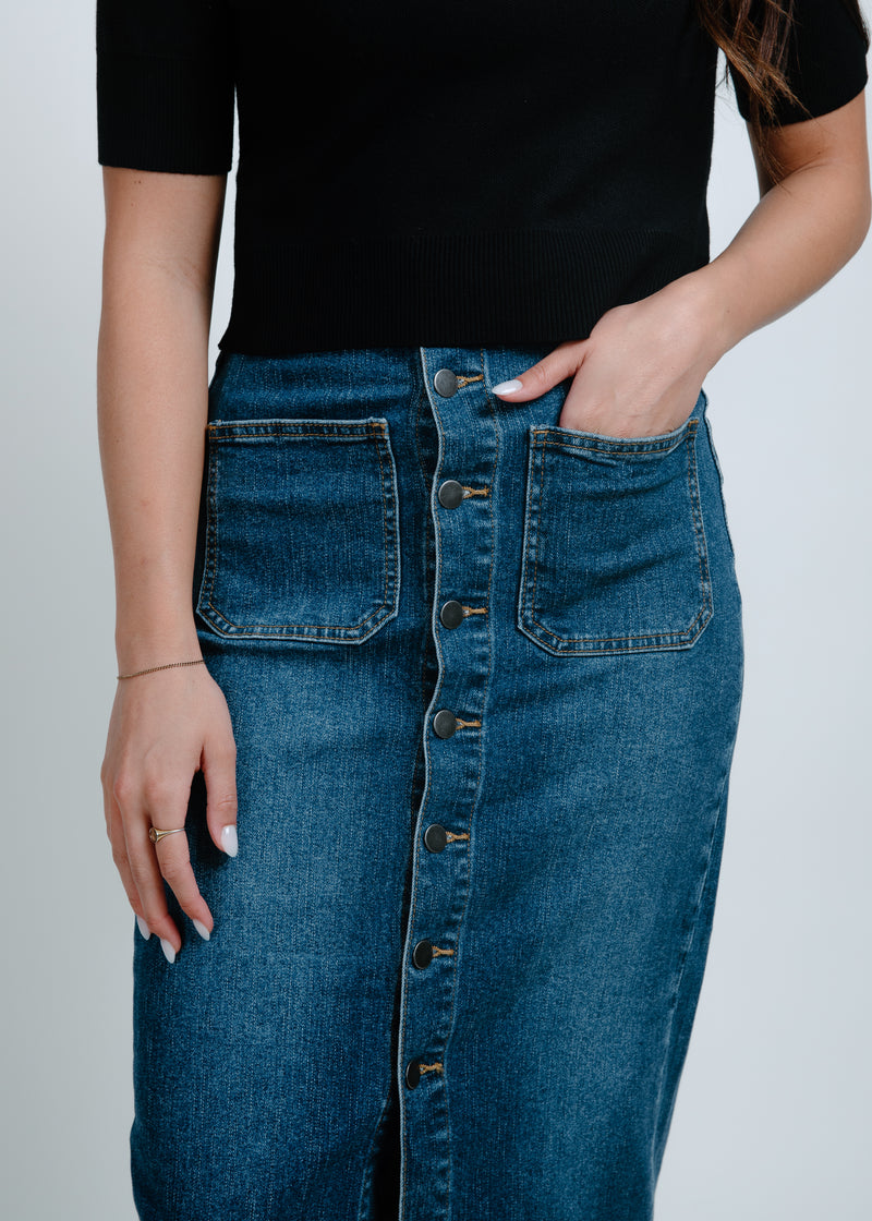 Cowgirl Days Denim Midi Skirt