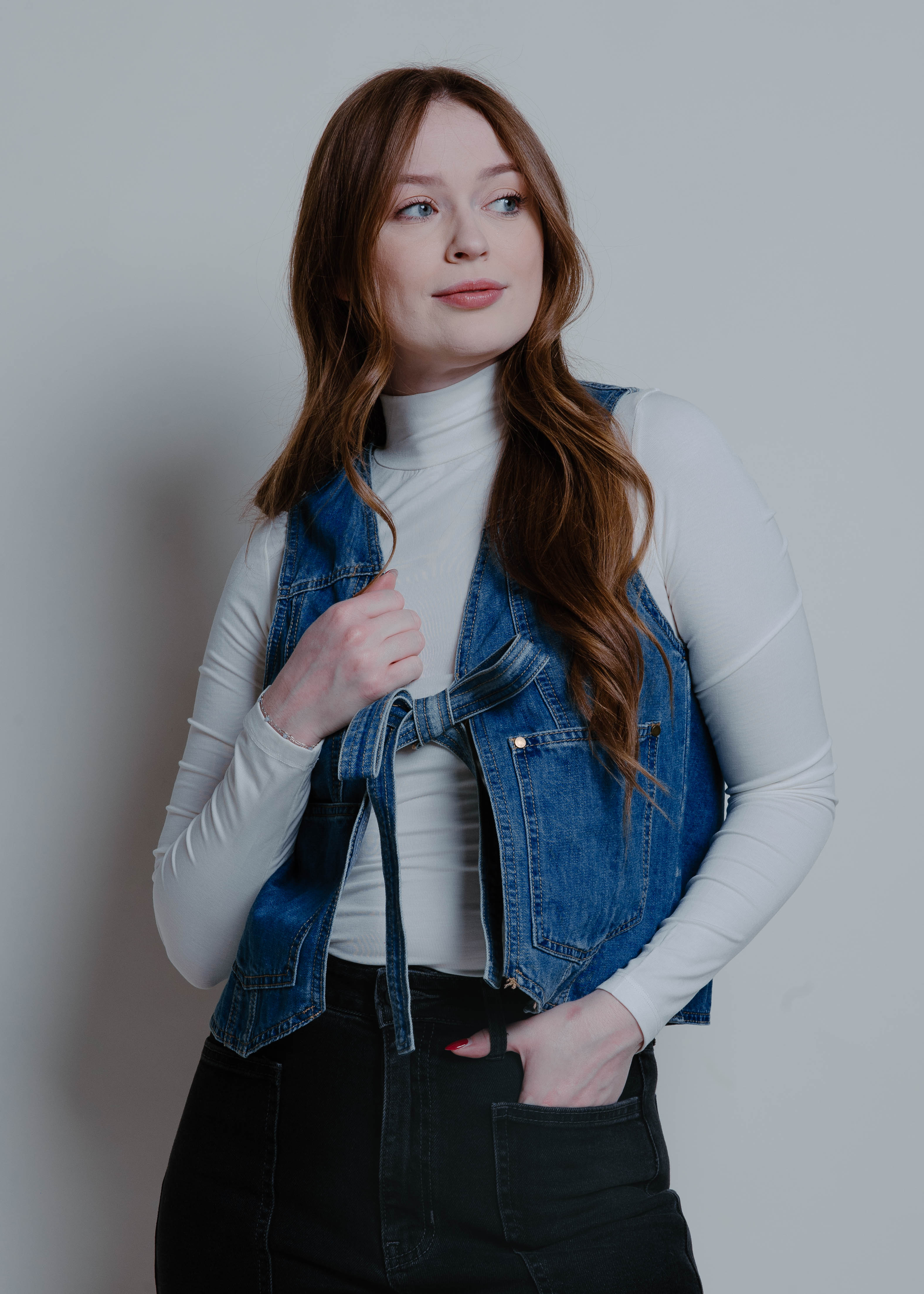 Dallas Tie Front Denim Vest