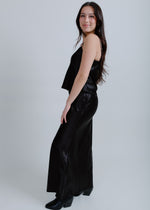 Leslie Satin Midi Skirt - Black