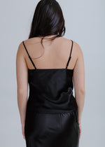 Date Night Out Satin Tank - Black