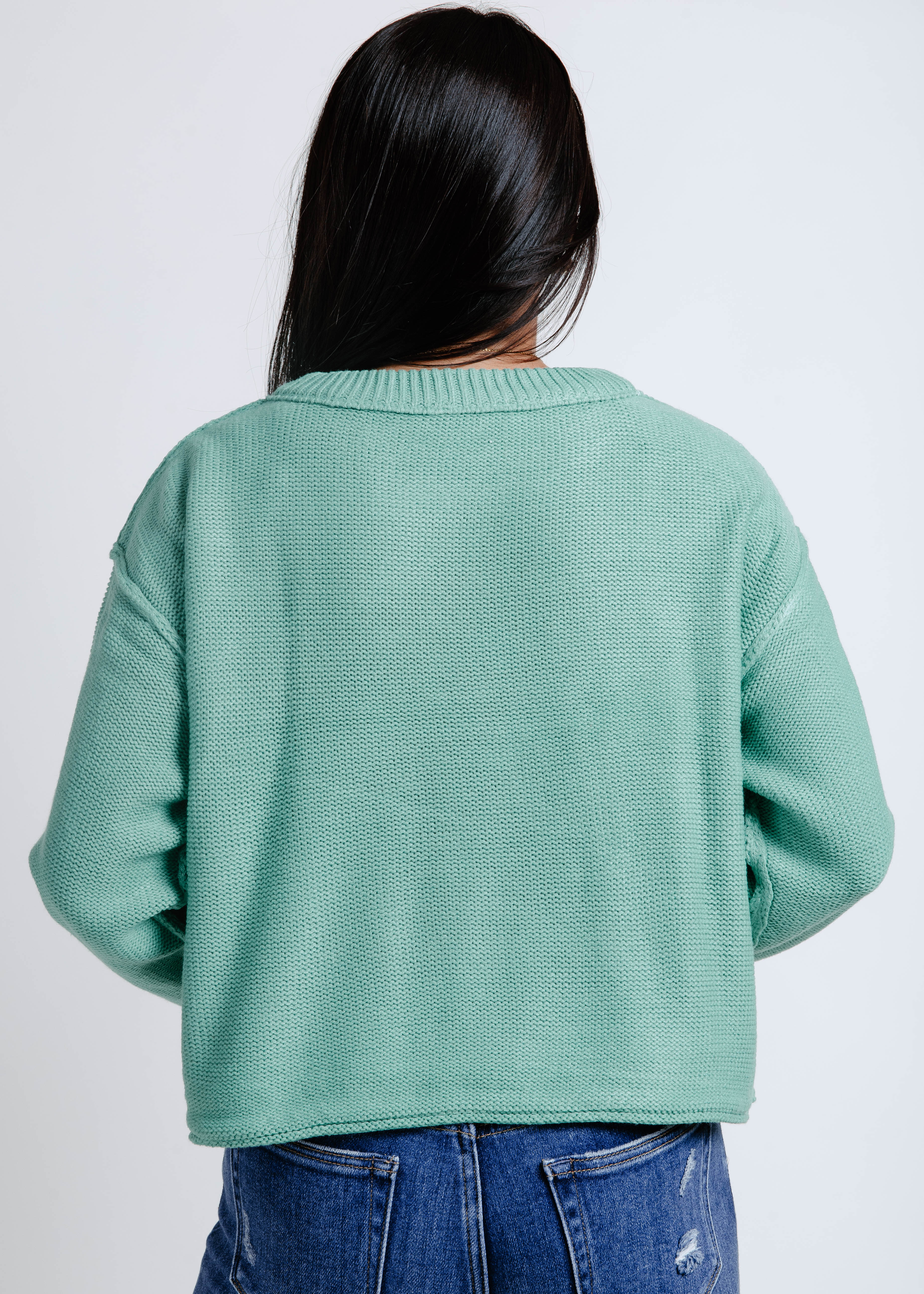 Del Cropped Sweater - Emerald